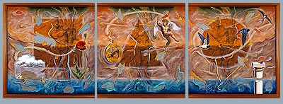 Manolo Yanes,MYTHOLOGIES,paintings,Triptych of Saint Sebastian